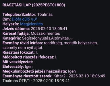 Riasztási lap 2